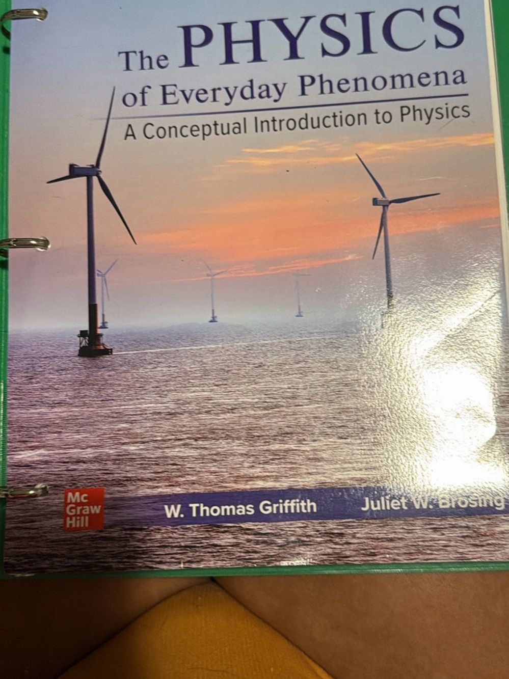 Green Three-Ring Binder with 'The Physics of Everyday Phenomena' Cover